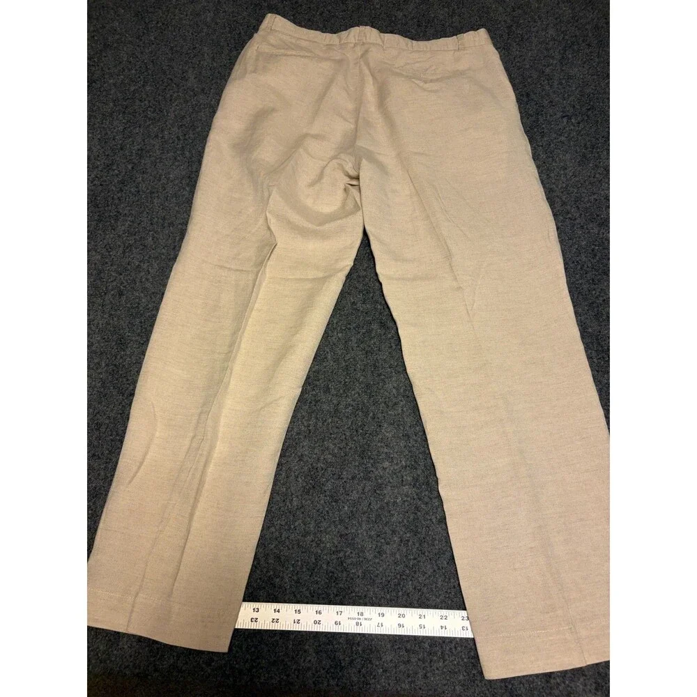 Alfani 34/32 Linen Rayon Blend Pants Beige Flat Front Made Egypt
